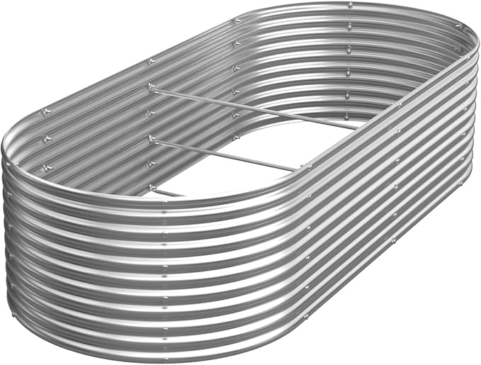 Tall Galvanized Raised Garden Bed Outdoor,Metal Garden Bed for Vegetables,Steel Raised Beds for Gardening,Above Ground Garden Box for Flower-44x22 inch