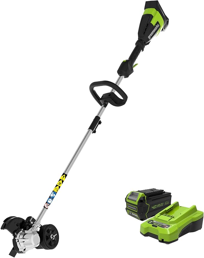Greenworks 40V 8" Brushless Edger, 4.0Ah USB Battery and Charger Included