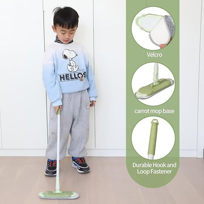 Kids Cleaning Toy Set, Mini Child Broom, Mop and Dustpan, Little Housekeeping Helper Set ,Pretend Home Cleaning Play Set for Toddler Age 1-5,6pcs (Green)