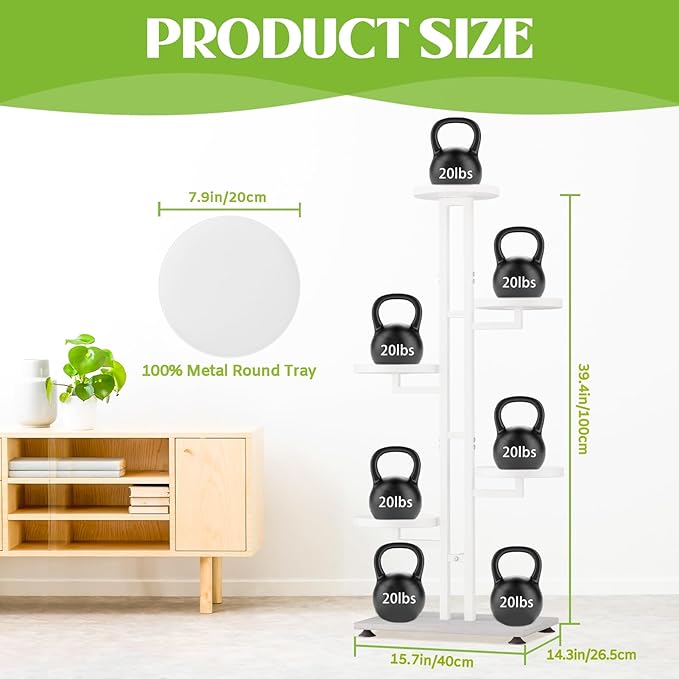 iDavosic.ly 6 Tier Plant Stand Indoor Outdoor, Tiered Corner Multiple Flower Pot Holder Shelf, Metal 40 Inch Tall Display Rack for Patio Porch Living Room Garden Balcony Bedroom, White