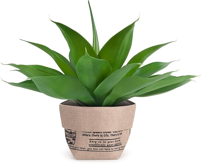 Velener Fake Agave with Burlap Bag, Artificial Plant Outdoor Agave - Fake Plants for Indoor and Outdoor Decor(16 Inch)