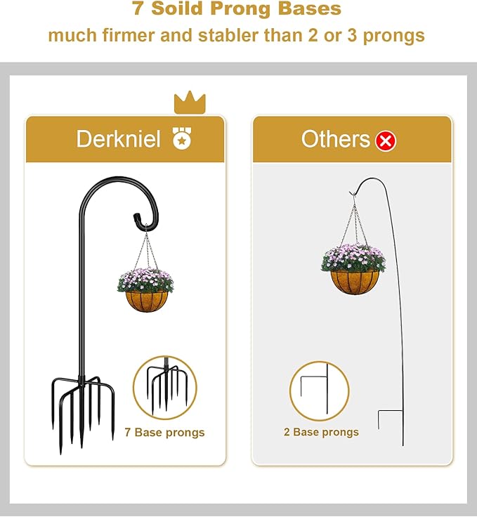 Shepherd Hook 60 Inch Tall Heavy-Duty Metal Garden Hanging Pole Stake for Bird Feeder Pole Plant Baskets, Black (1 Pack).