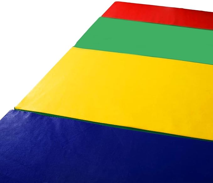 Giantex 4'x10'x 2" Gymnastics Mat, 4-Panel Folding Aerobics Exercise Mat w/Hook & Loop Fastener, Carrying Handle, Portable Tumbling Mat for Stretching Yoga Cheerleading Martial Arts