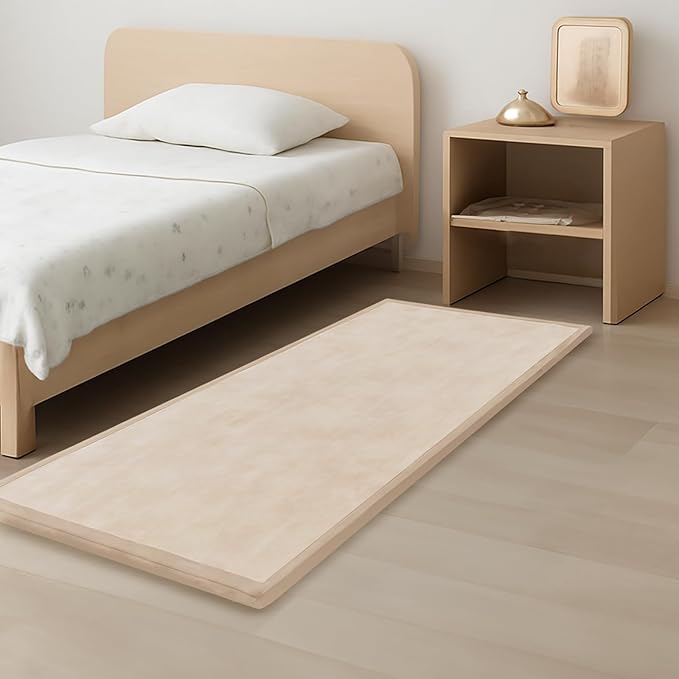 1.3" Thick Baby Play Mat for Floor, 28x72 Foam Tummy Time Mat, Padded Support Soft Plush Bedside Rugs for Infant Kids Toddler Crawling Kick Activity (Beige)