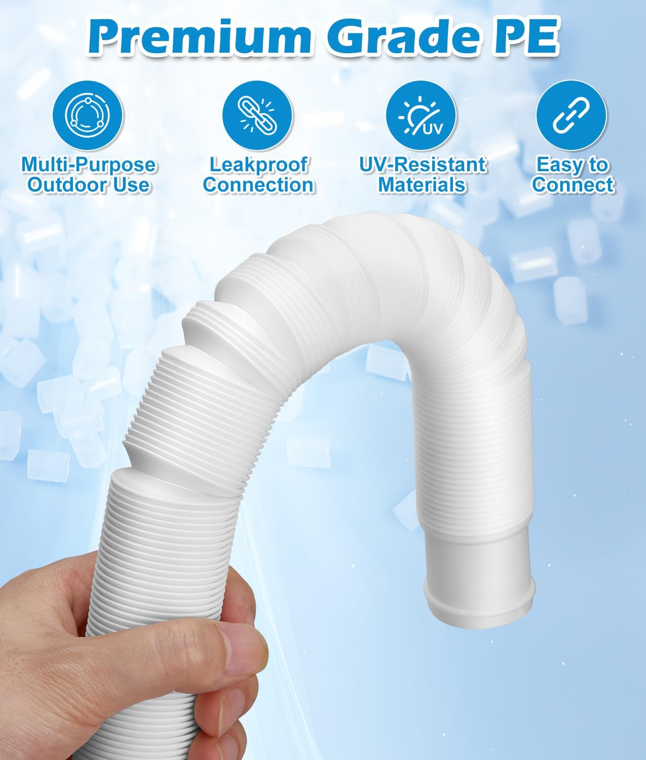 WADEO Rain Barrel Hose Connector, Compatible with Downspout Diverters(1.25'' Outlet Diameter) & Links Rain Barrels for Increased Storage