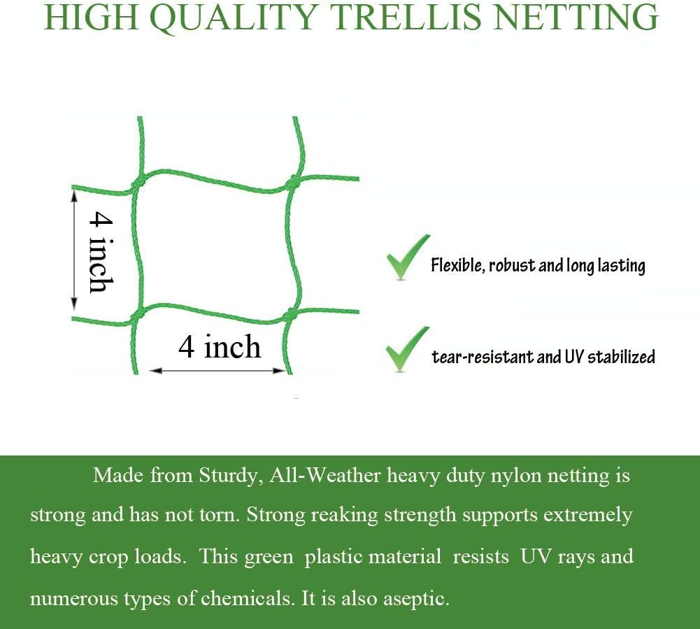 Trellis Netting for Climbing Plants - Heavy Duty Garden Trellis Netting for Cucumber, Vine, Fruits & Vegetables Tomato Plants Trellis Net, Climbing Vining Plants (1-Pack 8.2' x 6.6'Ft)