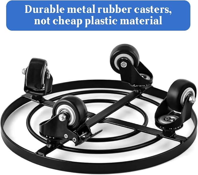 AMAGABELI GARDEN & HOME 12" Metal Plant Caddy Heavy Duty Plant Stand with Wheels Wrought Iron Potted Brake Flower Pot Rack Rollers Mover Dolly Holder Indoor Outdoor Planter Trolley Caster BG1622