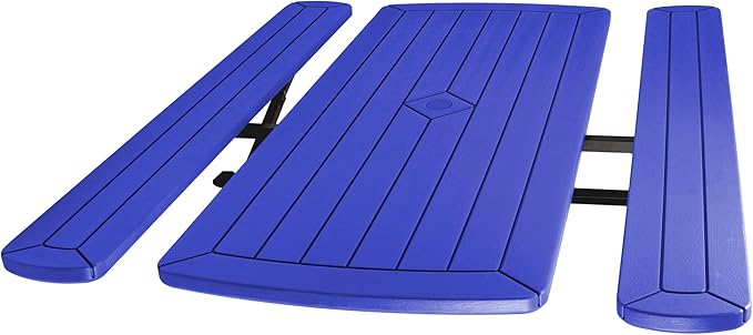 OEF Furnishings Heavy Duty Blow Molded Folding Picnic Table - Blue, Black Fram