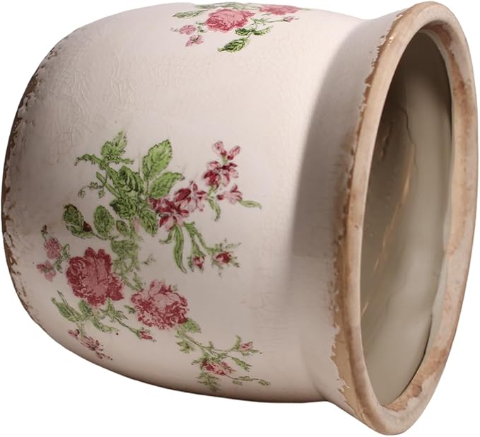 Crackled Glaze Pots for Plants, Indoor Plant Pots with Drainage Hole, Vintage Flower Pot for Home Décor, 6.21in. Rustic Ceramic Pots for Plants, Wide Opening Plant Pots Indoor, Floral