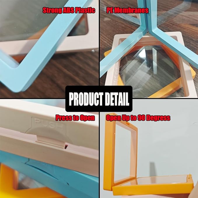 6 Pcs 3D Floating Display Case Frame Display Holder Stands Transparent PE Film Storage Box for Jewelry Challenge Coin Medal Antique 3.5 x 3.5 x 0.8 Inches (Style 2)