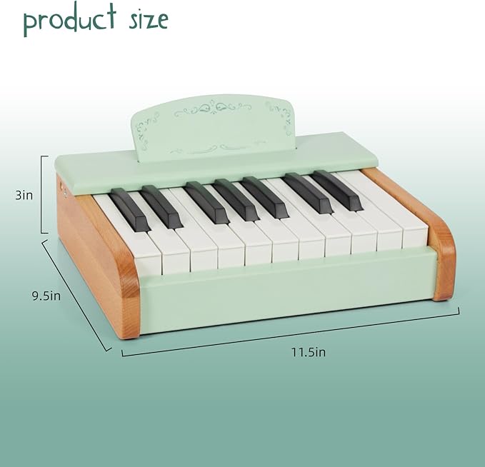 Toy Piano Wooden Piano Keyboard for Toddlers, 18 Keys Digital Piano for Kids, Music Educational Instrument Toy, Wood Gift for 3+ Girls and Boys