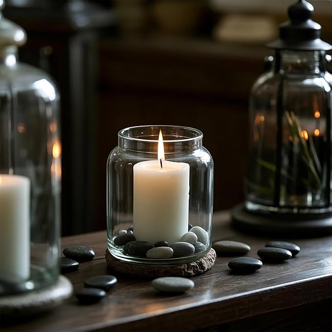 River Rocks 5 Lb, Pebbles for Indoor Plants 0.5"-1.4", Black Rocks for Outdoor Landscaping, Decorative Stones Vase Filler, Fish Tank, Fountain, Succulents, Flower Bed, Black