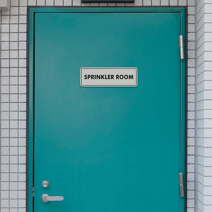 Signs ByLITA Standard Sprinkler Room Sign (Light Grey/Burgundy) - Small