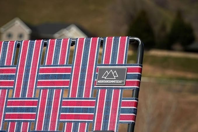 Retro Webbed Camping Chair - Lightweight, Foldable, Durable Steel Frame, 300lb Capacity, Vintage Red/Blue Stripes by Caddis Sports (2)