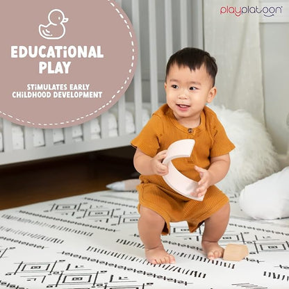 Play Platoon Non-Toxic Extra-Thick Children's Play Mat, 9 Tiles - 72 x 72 inch Comfortable Cushiony Foam Floor Puzzle Mat for Kids & Toddlers with 24 x 24 inch Tiles - Black/White