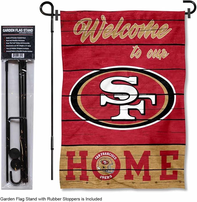 WinCraft San Francisco 49ers Welcome to Our Home Garden Flag and Flagpole Mount