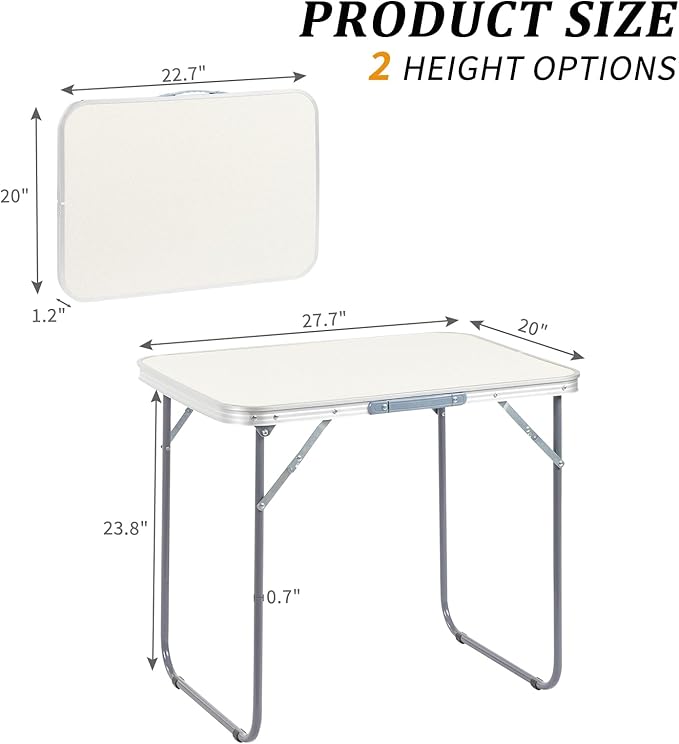 Outvita 2.3ft Portable Folding Camping Table, Outdoor Waterproof Picnic Table, Aluminum Lightweight Suitcase Foldable Table for Picnic BBQ Beach Dining