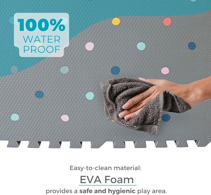 Soft Non-Toxic Baby Play Mat XXL, Toddler Playmat, Colorful Jigsaw Puzzle PlayMat, Tiles 24 x 24 Foam Floor Mats for Kids & Babies | EVA Foam Interlocking Tiles for Nursery, Playroom (Grey 9 PCS)