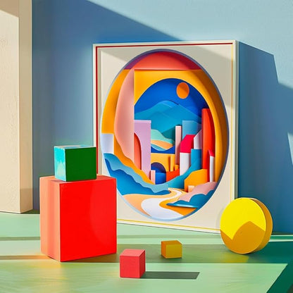 Bgraamiens 3D Visual Sunrise in The Distance 1000 Pieces Round Puzzle for Adult,Unique Modern Art