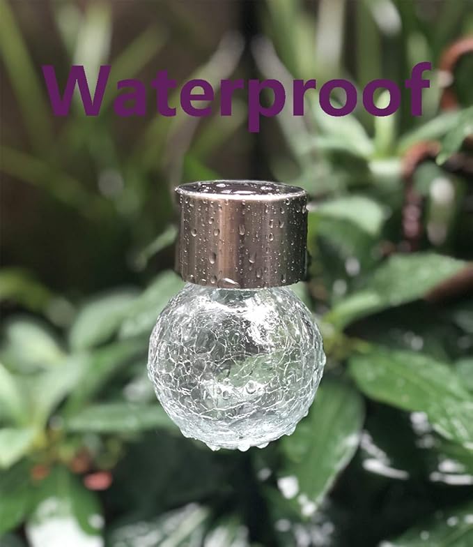 Hanging Solar Powered LED Light with 7 Color Auto-Changing, Cracked Glass Ball Light, Waterproof Outdoor Christmas Decorative Lantern for Garden, Yard, Patio, Lawn (Colorful, 12)