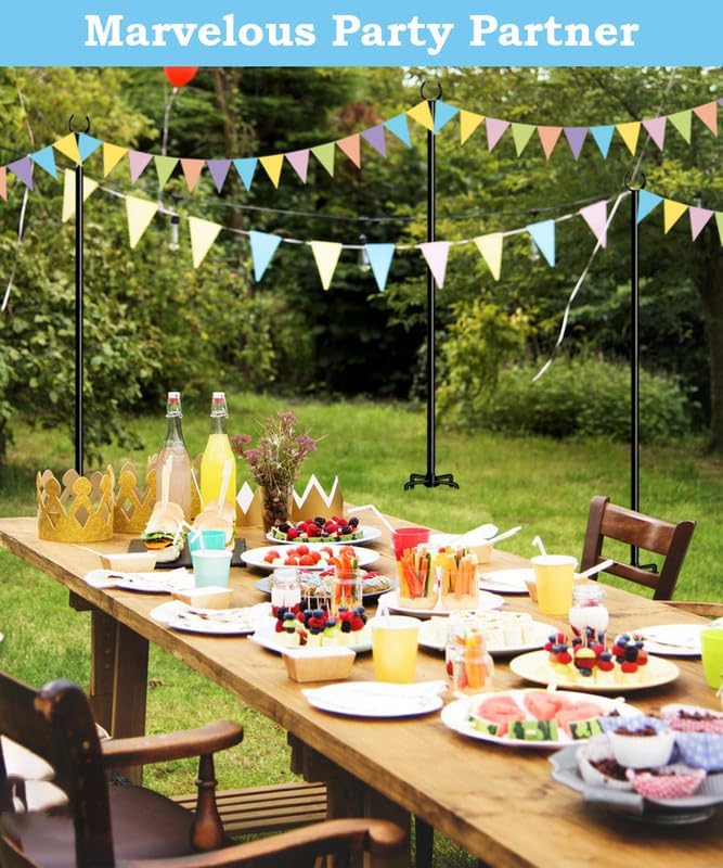 String Light Pole Stand for Outdoor String Lights Hanging, Use for Backyard, Garden, Patio, Party, Festival, Wedding, Picnic, 10FT, Matte, 3 Poles