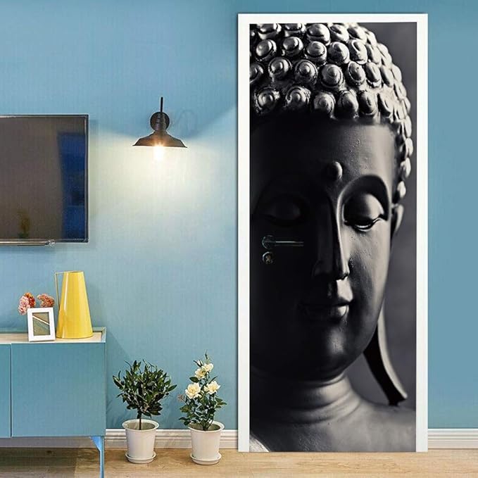 3D Door Stickers Murals Peel and Stick - Buddha Statue - Door Wallpaper Self-Adhesive Door Decals Removable PVC Waterproof Door Poster for Bedroom Living Room Door 30.3" x 78.7"