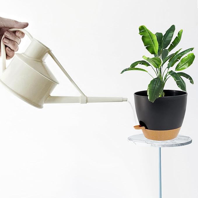 Indoor Pots For Plant Self Watering Plant Pots For Lazy People, 8/7.5/7/6.5/6/5.5/5 Inch,Black Plastic Self Watering Planter For All Houseplants,Succulent, African violets, Flowers And Cactus