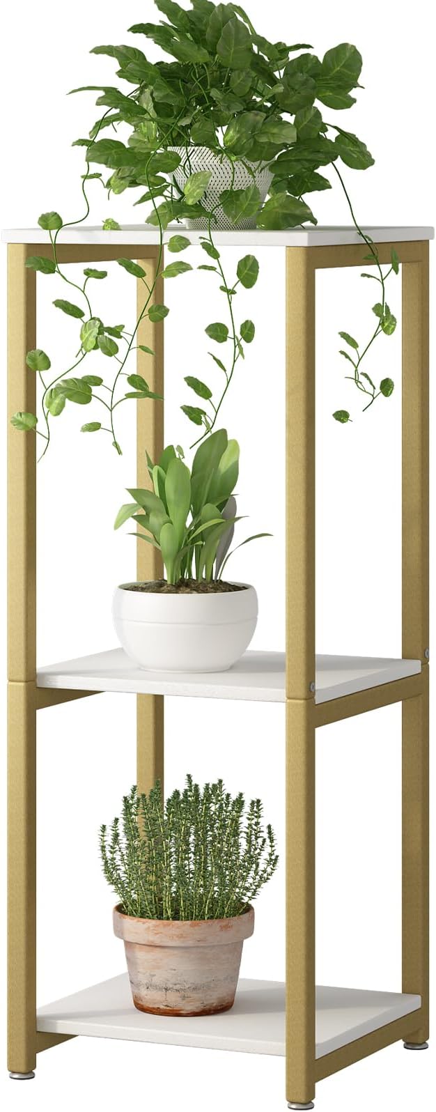 Plant Stand Indoor 3 Tier Tall Metal Corner Storage Tiered Plant Shelf Holder Multiple for Living Room Balcony Garden,Gold(3 Tier-Gold)
