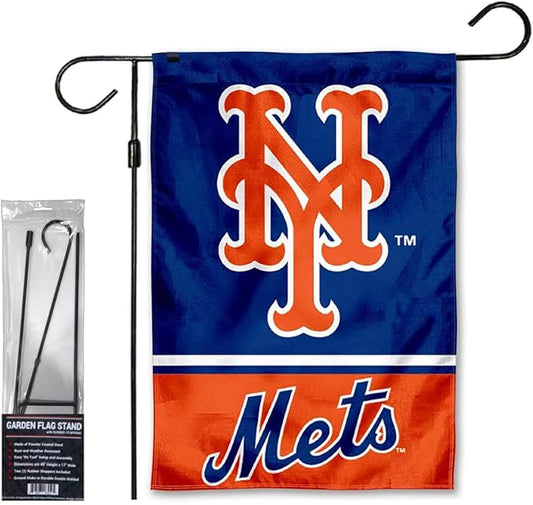 WinCraft Mets Garden Flag with Stand Holder Flagpole