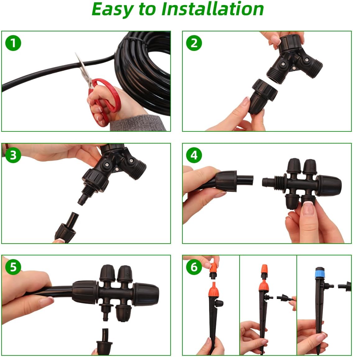 Micro Drip Irrigation Kit Automatic Garden Watering Misting System with 8/12 inch 4/7 inch Irrigation Tubing Hose and Water Timer for Greenhouse, Yard, Lawn