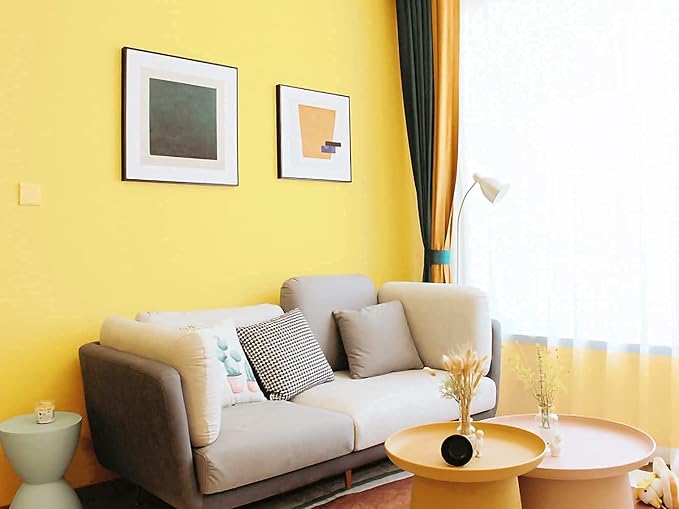 Dimoon 236''x17.7'' Yellow Peel and Stick Wallpaper Contact Paper Modern Self Adhesive Wall Paper Removable Renter Friendly Textured Solid Color Shelf Cabinet Vinyl Roll (236''x17.7'',Yellow)