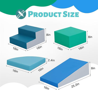 6-Piece Soft PU Leather Toddlers Climbing Toys, Indoor Climb and Crawl Activity Play Set, Foam Play Gym Climbing Structures for Toddlers 3, Baby Foam Blocks for Toddler