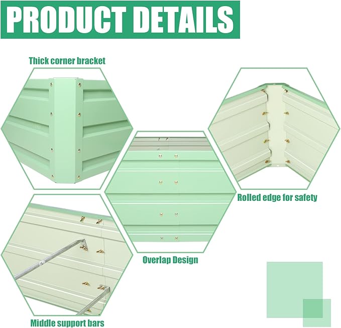 SnugNiture Galvanized Raised Garden Bed 6x3x2FT Outdoor Large Metal Planter Box Steel Kit for Planting Vegetables, Flowers