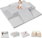6-Piece Foam Climbing Blocks for Toddlers, Climb and Crawl Soft Foam Play Set with 47x47 Inch Baby Play Mat for Floor, Machine Washable Cover, Soft Climbing Toys for Toddlers 1-3 (Gray)