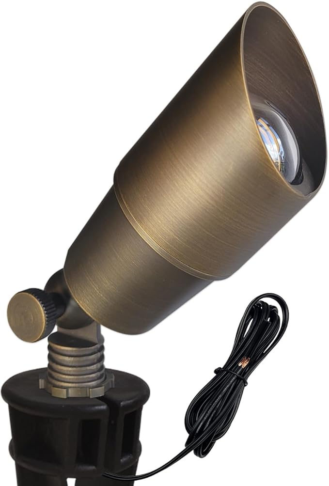 COLOER Die-cast Brass Low Voltage Spotlight, Outdoor Spot Lights for Yard,12V AC/DC LED Landscape Lighting Fixture, Directional Garden Patio Spot Up Light(Bronze, 1-Pack Without Bulb,101B)