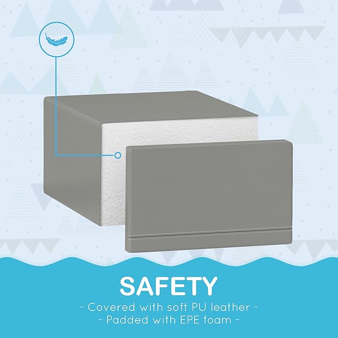 Qaba Toddlers Climbing Toys, Foam Climbing Blocks, 2 Pieces PU Leather Soft Play Set Indoor for Crawling or Sliding Aged 1-3 Years, Light Gray