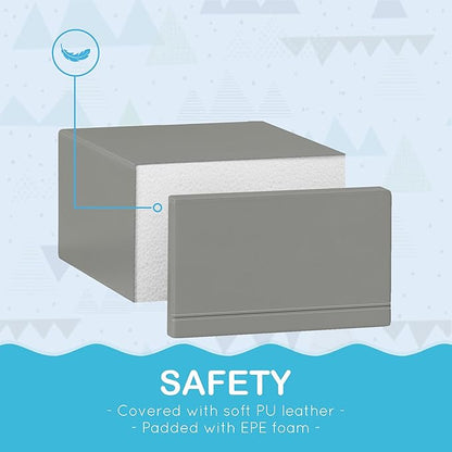 Qaba Toddlers Climbing Toys, Foam Climbing Blocks, 2 Pieces PU Leather Soft Play Set Indoor for Crawling or Sliding Aged 1-3 Years, Light Gray