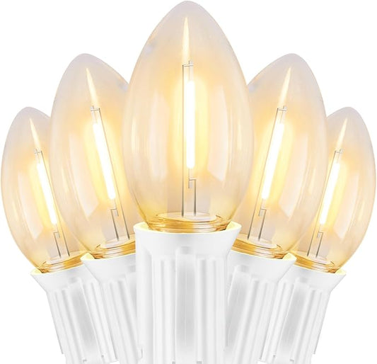 Vintage C9 LED Christmas Lights Outdoor, 50Ft C9 String with 50 Shatterproof Colorful Bulbs, Waterproof Connectable Christmas Tree Lights for Roofline Holiday Garden Party Xmas Decorations