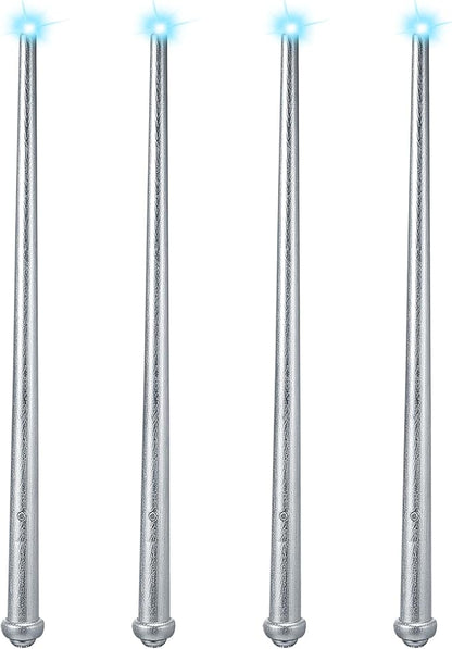 Sumind 4 Pieces Light up Wand Magic Light and Sound Toy Wizard Wands, Illuminating Witch Wand, Costume Accessory for Halloween Cosplay Birthday Party Favors(Silver)