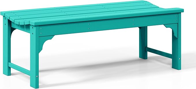 WestinTrends Malibu Outdoor Bench, All Weather Resistant Poly Lumber Backless Patio Garden Bench, Adirondack Curved Bench Seat for Comfort, Turquoise