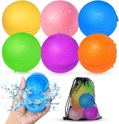 6 Pcs Reusable Water Balloons, Pool Beach Water Toys for Boys and Girls, Summer Toys for Kids Ages 3-12, Magnetic Water Ball for Outdoor Activities