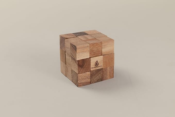 Snake Cube Puzzle: Wooden 3D Brainteaser Puzzle for Adults STEM Skill Builder Interlocking Game. Educational Problem-Solving Game for Adults Wood Handmade Desk Accent for Office