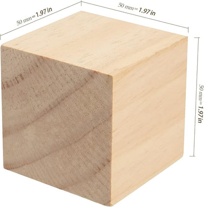 60 PCS 2 x 2 x 2 Inch Unfinished Wood Blocks, Natural Solid Square Wood Blocks Wooden Cubes for Craft Carving Painting Decoration