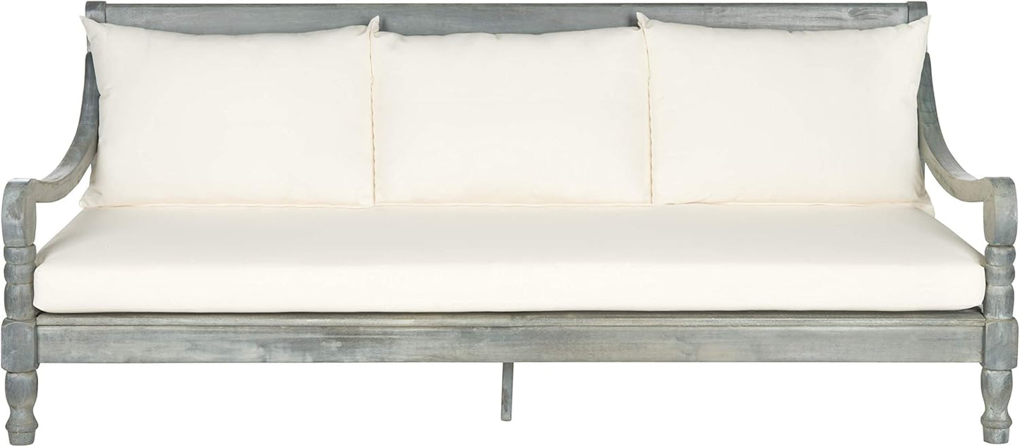 Safavieh Outdoor Collection Pasadena Ash Grey/ Beige Acacia Wood Cushioned Daybed