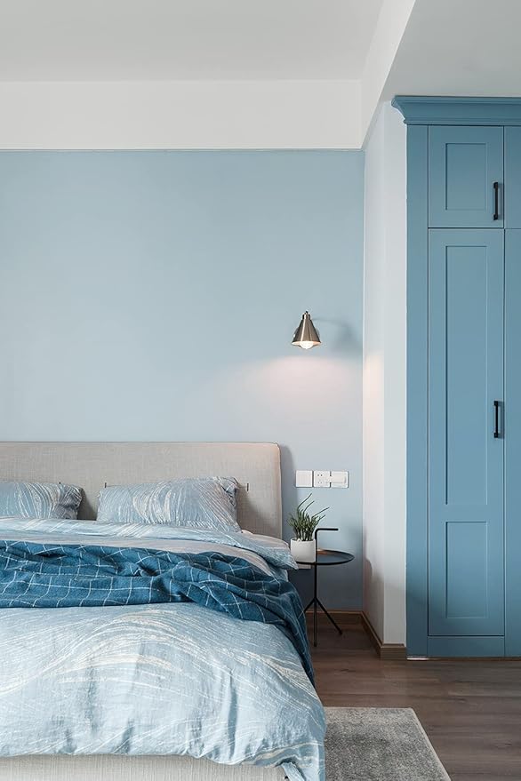 Dimoon 78.7''x17.7'' Blue Peel and Stick Wallpaper Contact Paper Modern Self Adhesive Wall Paper Removable Renter Friendly Textured Solid Color Shelf Cabinet Vinyl Roll (78.7''x17.7'',Light Blue)