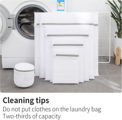 Mesh Bra Bags for Laundry(9 Pack) by MDSXO, White Lingerie Bags for Washing Delicates,Baby Laundry,Sock,Travel Storage[1XXL/2XL/3L/2M/2bra bags]