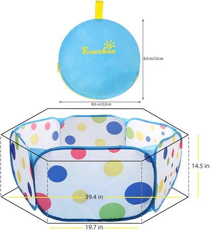 EocuSun Kids Ball Pit Large Pop Up Toddler Ball Pits Tent for Toddlers Girls Boys for Indoor Outdoor Baby Playpen w/Zipper Storage Bag, Balls Not Included (Blue)