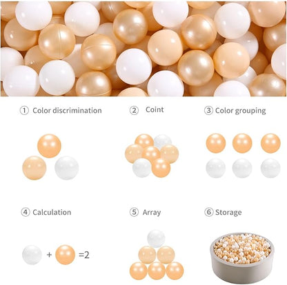 GOGOSO Ball Pit Balls for Toddlers, Brown Plastics Balls for Ball Pool Birhtday Party Girls Kids with Storage Bag, 2.17inches，100pcs