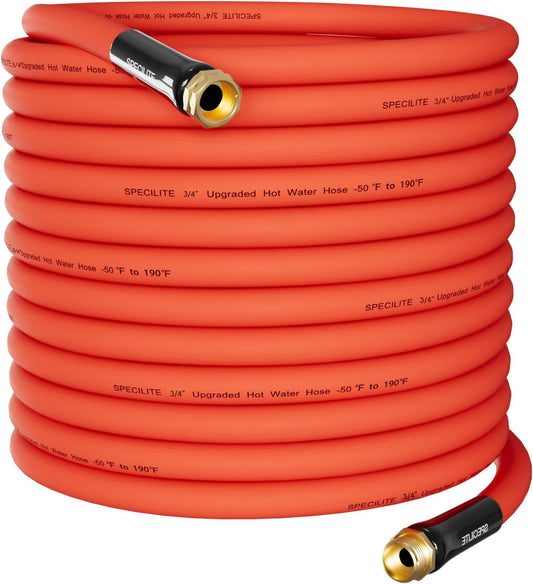 3/4" Hot/Cold Garden Water Hose 100 ft, -50℉-190℉,Flexible & Lightweight With 3/4" Brass Fittings for Yard, Outdoor, Farm, Red