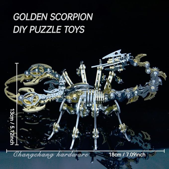 Scorpion 3D Metal Model Kits to Build DIY Colorful 3D Puzzle Ornaments for Adults,Teens Birthday Christmas (Yellow Metal)